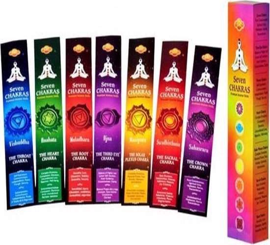 Seven Chakras Premium Incense Sticks (3 Pakjes) inclusief Wierookhouder