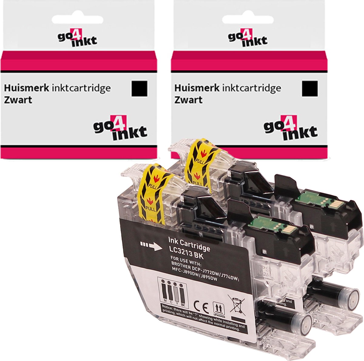 Go4inkt compatible met Brother LC-3213 twin pack inkt cartridges zwart bk - 2 stuks