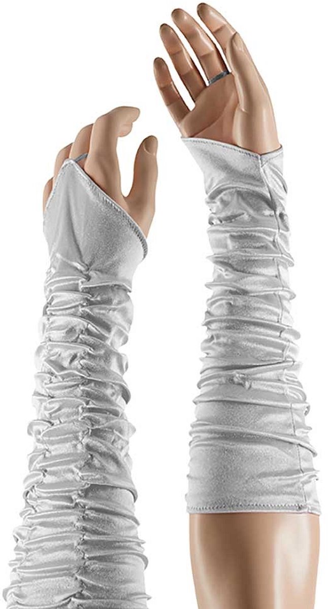 Apollo - Satijnen handschoenen princess wit one size