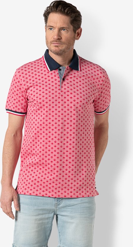 Twinlife Heren piqué polo shirt aop graphic - Polo's - Duurzaam - Elastisch - Rood - S