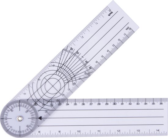 Goniometer - 0° tot 360° per 2° gradenboog - hoekmeter - geneeskunde - lichamelijk onderzoek - meetinstrument bewegingsonderzoek