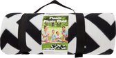 Picknickdeken -Opvouwbaar picknickkleed- Strand - Park Rechthoek - Geschikt voor kinderen- Kruipdeken- Zwart/Wit - 130 x 170 cm