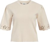 Object Reynard S/s Knit Pullover 126 Tops & T-shirts Dames - Shirt - Zand - Maat XL
