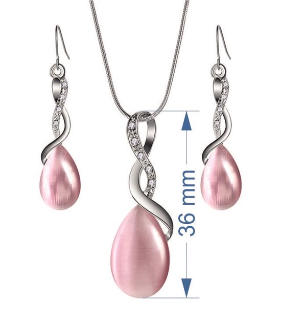 Sieraden set (roze) - Collier met hanger en bijpassende oorbellen. | bol.com