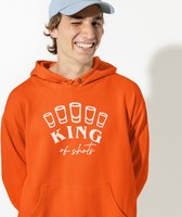 Oranje Koningsdag Hoodie King Of Shots - Maat 4XL - Uniseks Pasvorm - Oranje Feestkleding
