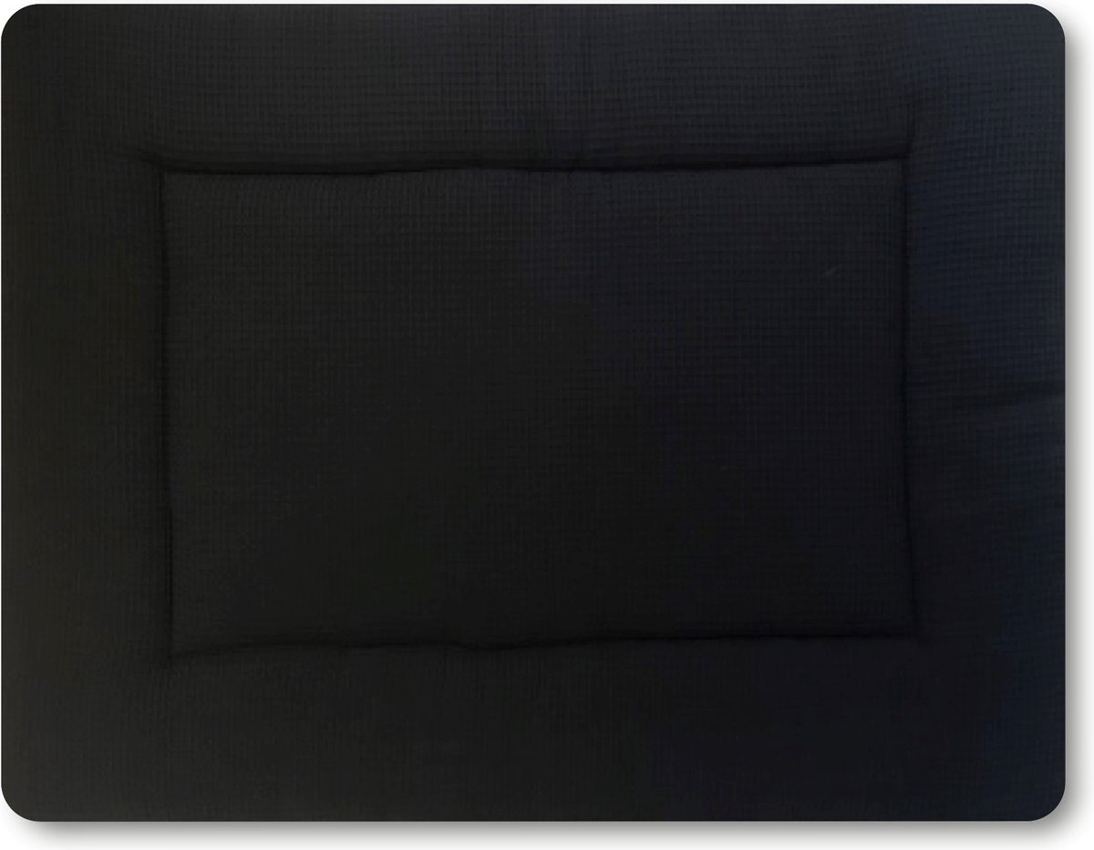 Boxkleed 75x95cm zwart wafelstof - Kl4vertje babyproducten