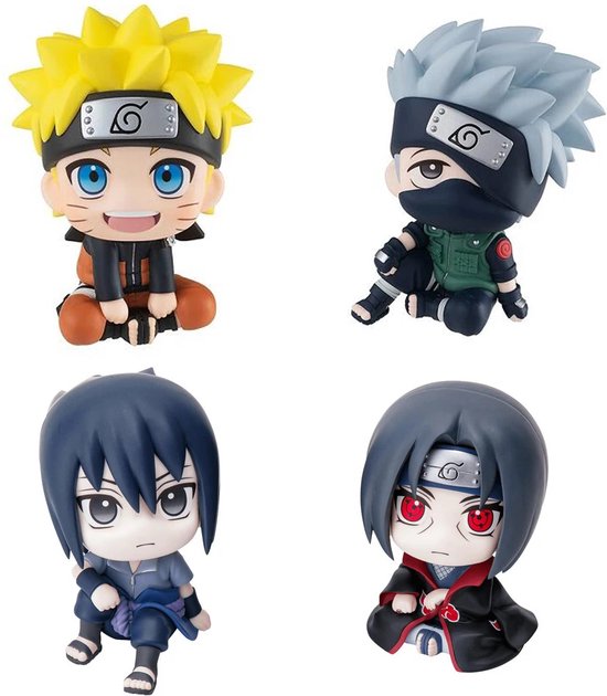 Figurines Naruto Anime - Pack de 4 - Uzumaki Naruto, Kakashi, Uchiha Sasuke et Itachi - 9 cm