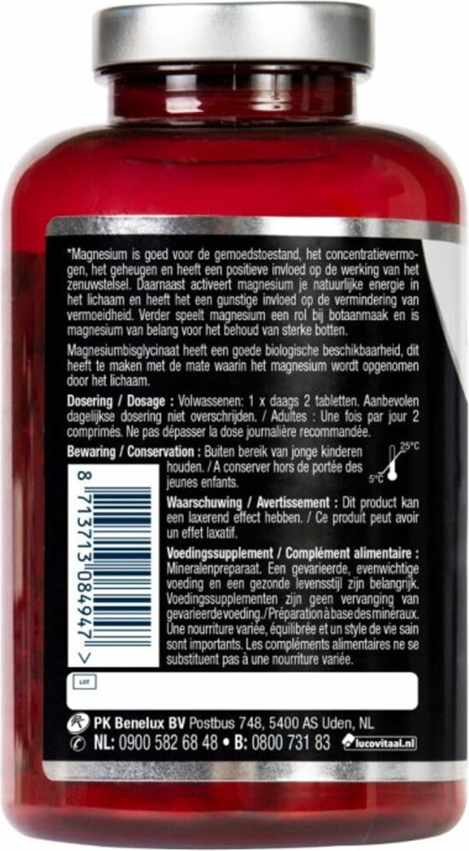 Lucovitaal Magnesium 375mg Bisglycinaat 90 tabletten — afbeelding 2