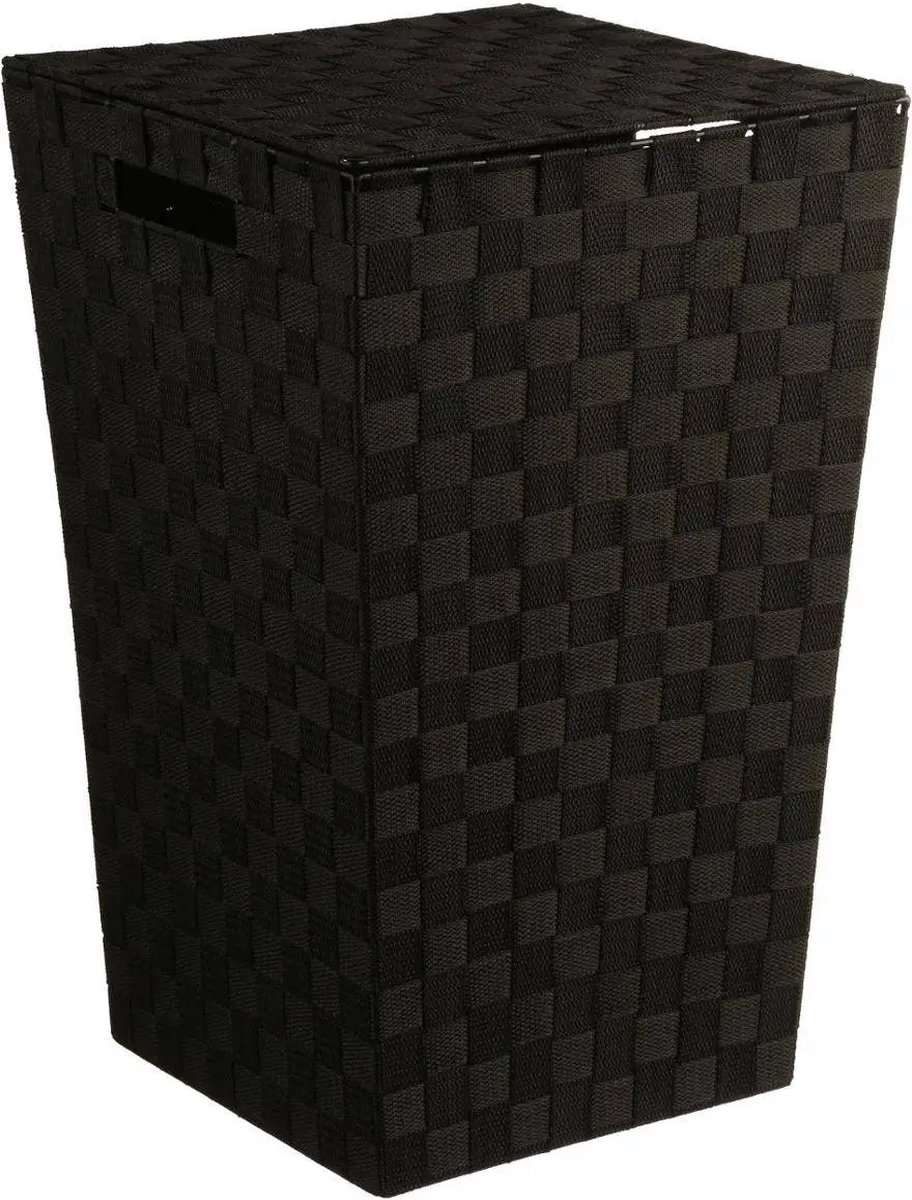 Goedkoopste 5Five Wasmand gevlochten Rotan - zwart - 57 liter - 33 x 33 x 53 cm - met deksel