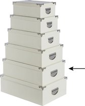 5Five Opbergdoos/box - 4x - ivoor wit - L44 x B31 x H15 cm - Stevig karton - Crocobox