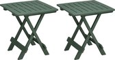 Pro Garden Table d'appoint de jardin/camping pliable - 2x - Plastique - vert - 44 x 44 x 50 cm