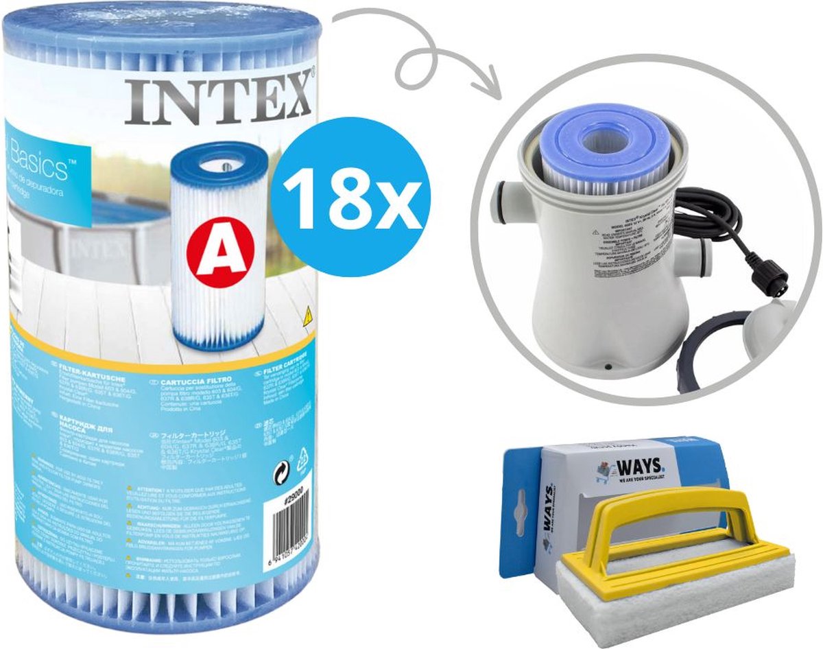 Intex - A filters - 18 stuks - Geschikt voor filterpomp 28604GS/28638GS/28636GS & WAYS scrubborstel
