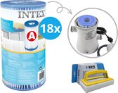 Intex - Filtres A - 18 pièces - Convient pour pompe à filtre 28604GS/28638GS/28636GS & WAYS brosse à récurer