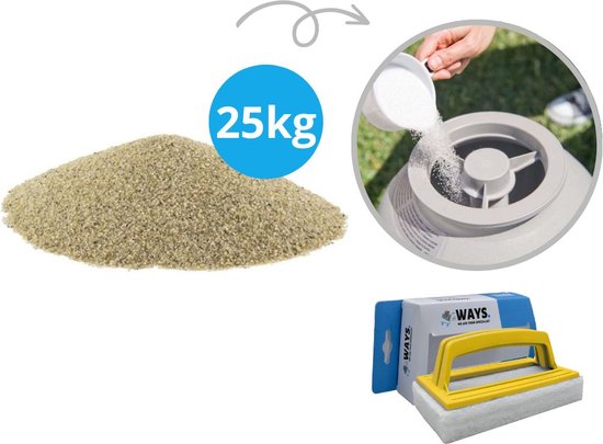 Foto: Comfortpool voordeelverpakking filterzand zandfilterpomp inhoud 25 kg 1 x 25 kilogram ways scrubborstel