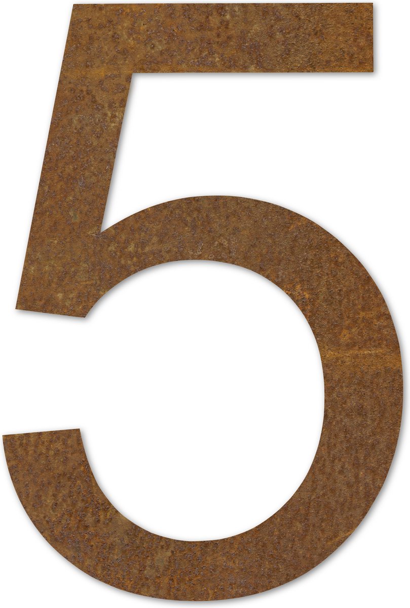 LIROdesign – Huisnummer nr. 5 XL – Huisnummer cortenstaal – Huisnummerbord
