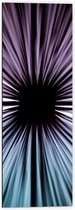 Dibond - Abstracte Strepen in Paars en Blauw tegen Zwart Doek - 40x120 cm Foto op Aluminium (Wanddecoratie van metaal)