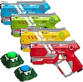 Light Battle Connect Lasergame Set - 4 Pistolets laser (Rouge/ Blauw/Jaune/Vert) + 2 Cibles avec fonction Anti-Cheat - Laser game speelgoed pour 4 joueurs