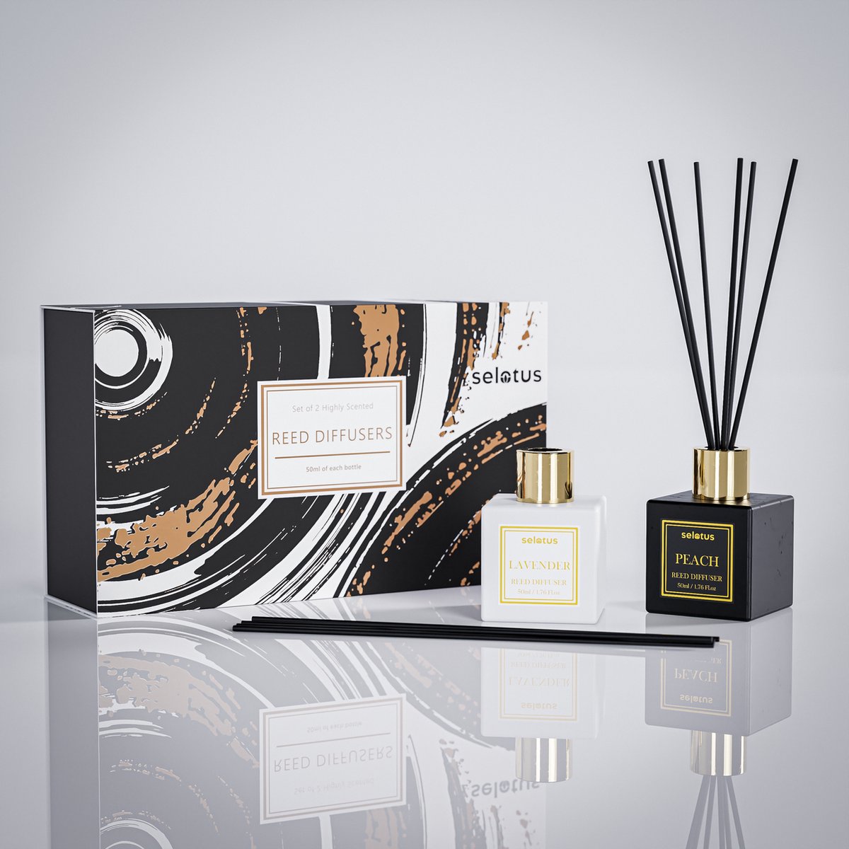 Selotus® – geurstokjes – 100 ML – fragarance sticks – Aroma diffuser - Heerlijke geur – geurversprijders – Lavendel & perzik