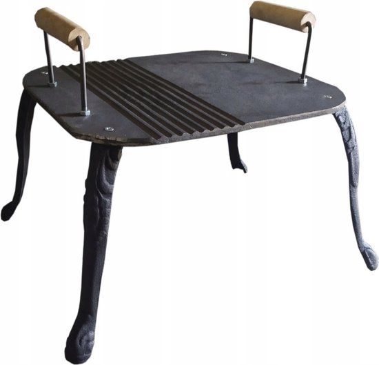 BBQ plaat, Kampvuur grill, Grillplaat, van gieterij. bol