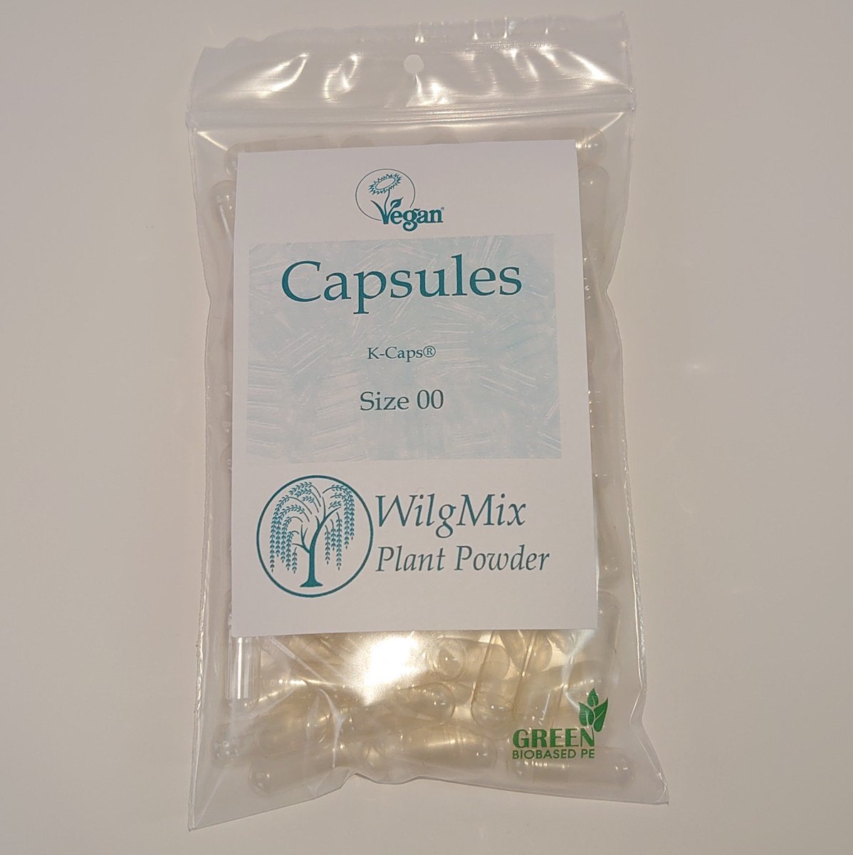 Goedkoopste WilgMiX Plant Powder - 100st Zuiver Veganistische K-CAPS® Capsules - HPMC - Maat 00 - 100pcs