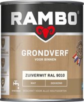 Rambo Grondverf Buiten Dekkend Mat - Vochtregulerend - Optimale Dekking - RAL 9010 - 0.75L