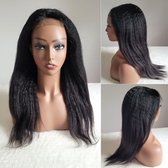 Braziliaanse Remy pruik - 18 inch kinky steil menselijke haren - 4x4 lace closure pruik