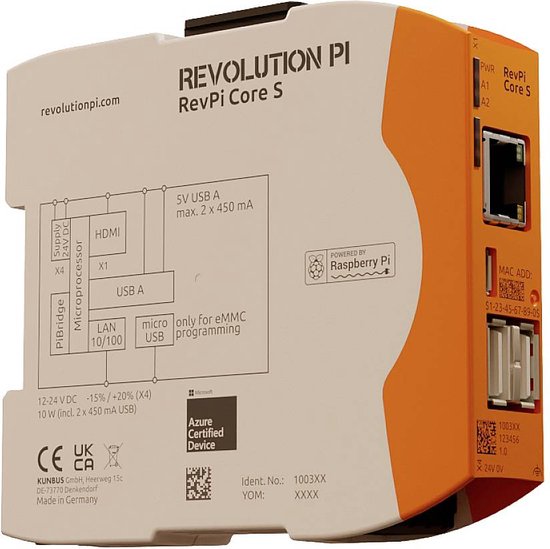 Kunbus - RevPi Core S - 32 GB - PR100361 - PLC controller - 24 V - DC