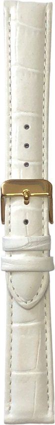 Bracelet de montre-20mm-cuir véritable-blanc-fourré-croco-boucle couleur or souple-20mm