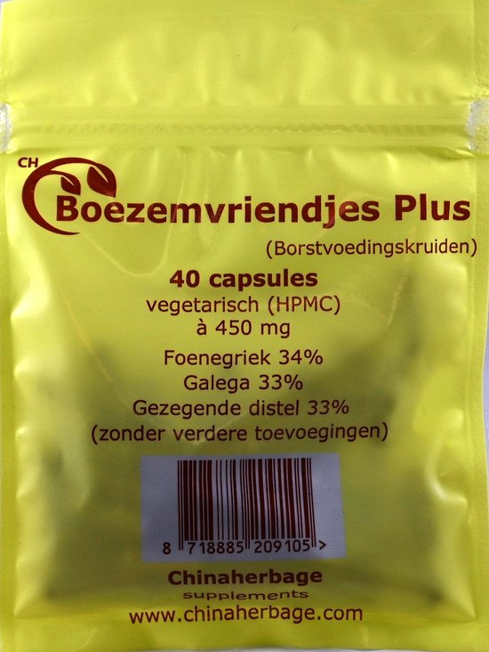 Boezemvriendjes Plus (Fenegriek, Galega, Gezegende distel) - 40 caps vegatarisch à 450 mg