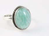 Bague ovale en argent avec amazonite verte - taille 16,5