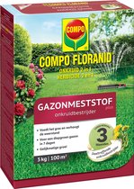 COMPO Gazonmeststof plus Onkruidbestrijder - lange werking 3 maanden - diepgroen gazon in 7 dagen - doos 3 kg (100 m²)