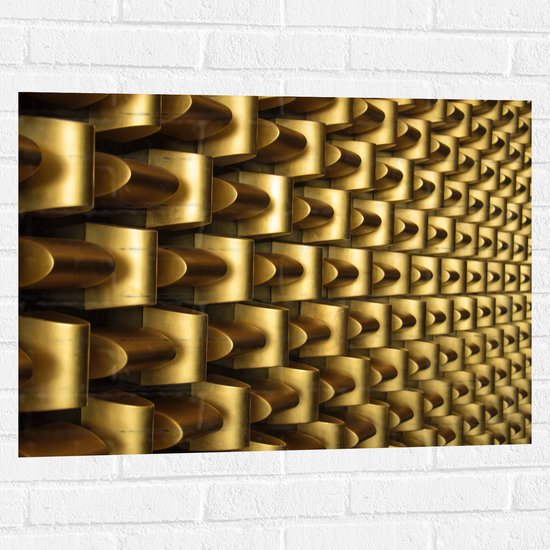 Muursticker - Abstracte Gouden Vormen op Wand - 80x60 cm Foto op Muursticker