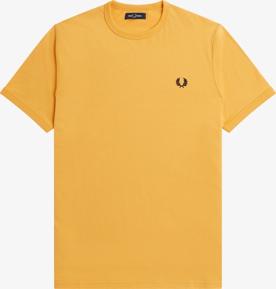 Fred Perry Ringer regular fit T-shirt M3519 - korte mouw O-hals - Golden Hour - geel - Maat: S