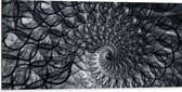 Dibond - Cirkelvormig Patroon met Zwart, Wit en Grijs - 100x50 cm Foto op Aluminium (Wanddecoratie van metaal)