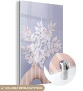 MuchoWow® Peinture sur verre - Plantes - Wit - Vase - Violet - 20x30 cm - Peintures sur verre acrylique - Photo sur Glas