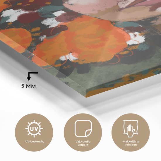 MuchoWow® Peinture sur verre 90x120 cm - Peinture sur verre acrylique - Abstrait - Femme - Portrait - Peinture - Photo sur verre - Peintures