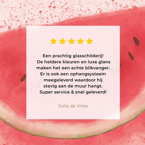 MuchoWow® Peinture sur Verre - Pastèque - Fruit - Pastel - Été - 90x60 cm - Peintures sur Verre Acrylique - Photo sur Glas