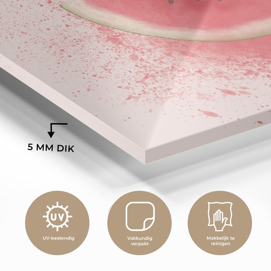 MuchoWow® Peinture sur Verre - Pastèque - Fruit - Pastel - Été - 90x60 cm - Peintures sur Verre Acrylique - Photo sur Glas