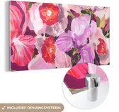 MuchoWow® Peinture sur verre 80x40 cm - Peinture sur verre acrylique - Rose - Orchidée - Fleurs - Couleurs - Botanique - Photo sur verre - Peintures