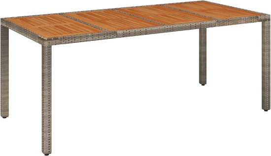 vidaXL-Tuintafel-met-houten-blad-190x90x75-cm-poly-rattan-grijs
