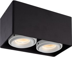 Dimbare LED Opbouwspot plafond Esto - 2 lichts - Zwart met witte afdekringen - 2 lichts kantelbaar - 4 Watt 2700K - voor droge ruimtes