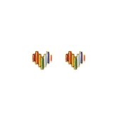 Clips d'oreilles' oreilles / Boucles Boucles d'oreilles Rainbow Heart Stud | Doré | Argent 925 | Mode Favorite