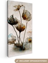 Tableau sur toile Vintage - Fleurs - Plantes - Abstrait - 20x40 cm - Décoration murale
