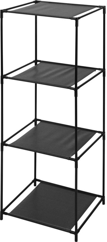 Opbergrek 3-laags - 2x - metaal - kunststof - zwart - 34 x 104 cm - voor opbergmanden