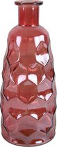 Countryfield Art Deco bloemenvaas - donkerroze transparant - glas - fles vorm - D12 x H30 cm