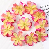 100 Stuks Mini Kunstbloemen – Geel / Roze – 4.5 cm – Decoratie Bloemetjes