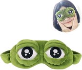 Schattig slapend oogmasker, hoofdband haar pluche blinddoek reizen slaapmaskers super zachte grappige ooghoes voor kinderen meisjes en volwassenen (groene kikker)