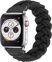 Nylon Smartwatch bandje - Geschikt voor Apple Watch Twisted gevlochten bandje - zwart - Strap-it Horlogeband / Polsband / Armband - Maat: 38 - 40 - 41mm