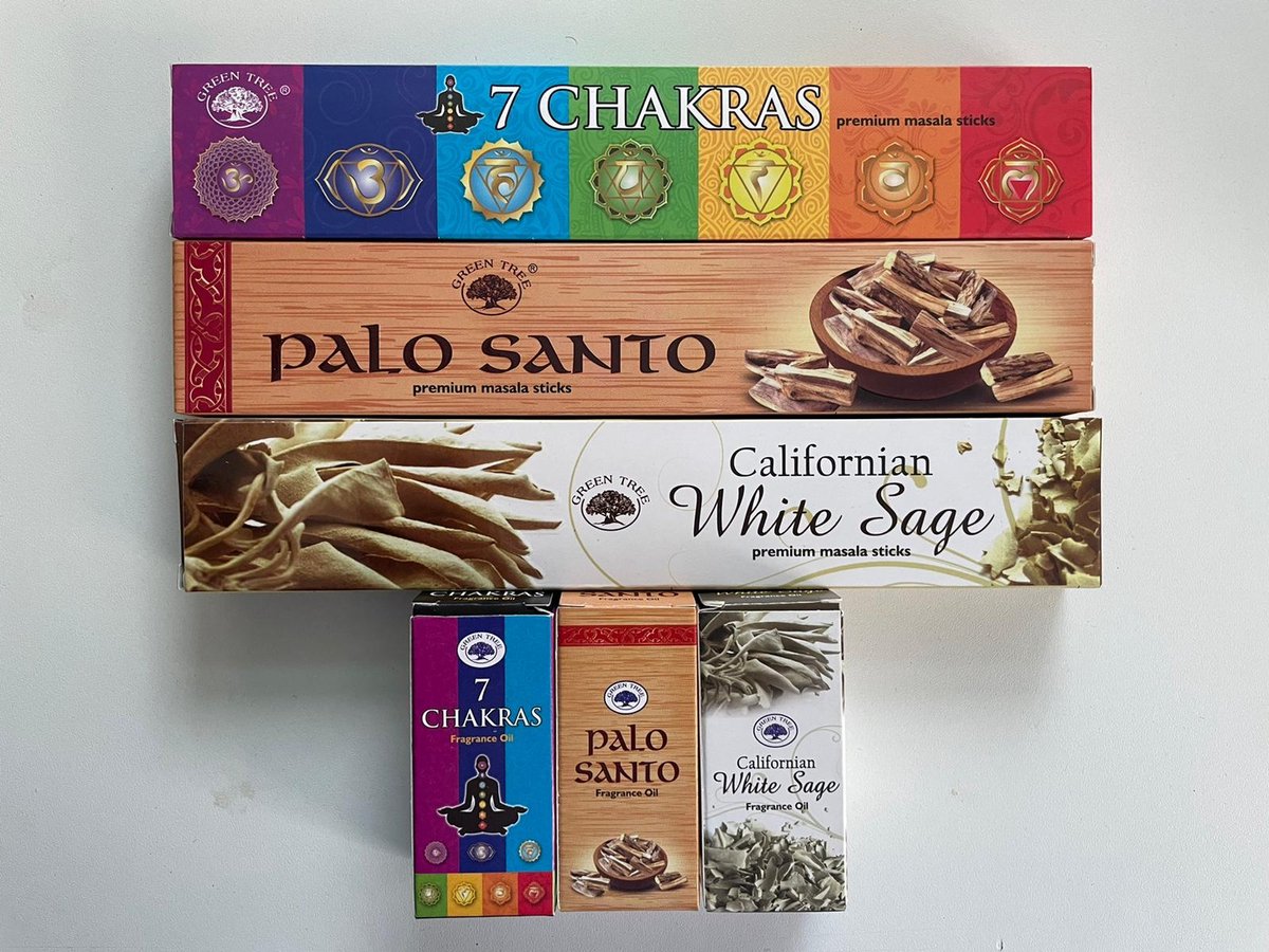 Green Tree White Sage-Palo Santo-7 Chakra Olie en Wierookstokjes