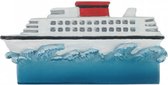 Magneet Cruiseschip Wit blauw en rood 5.5x1.5x7cm